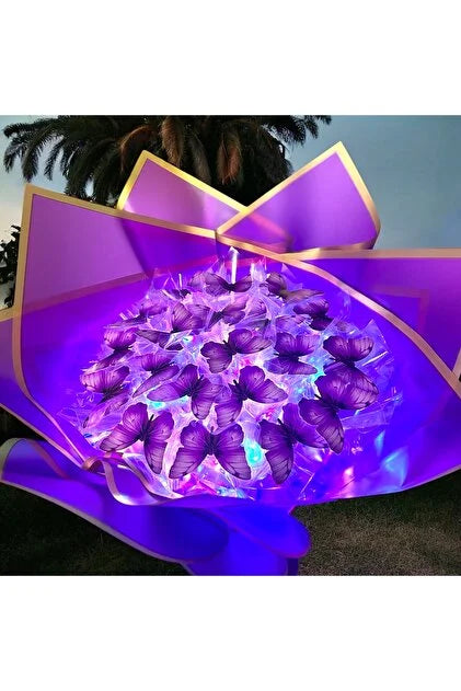 Mor Işıklı Kelebek Buketi